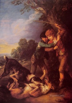  Shepherd Oil Painting - Shepherd Boys with Dogs Fighting Thomas Gainsborough